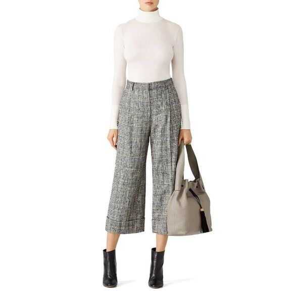 Tara Jarmon Pants - Tara Jarmon Tweed Pleated Front Wide Leg Pants Size 42